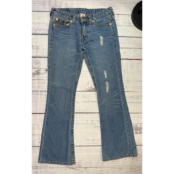 True Religion Denim - True Religion Jeans Women’s Size 29 Bobby Big T Rainbow Bootcut Light Wash